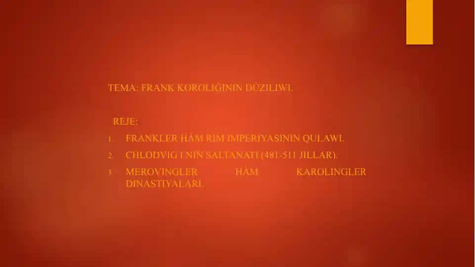 Frankkorolıǵınıńdúziliwi