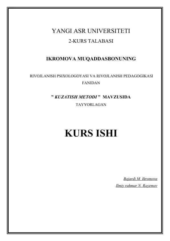 KUZATISH METODI