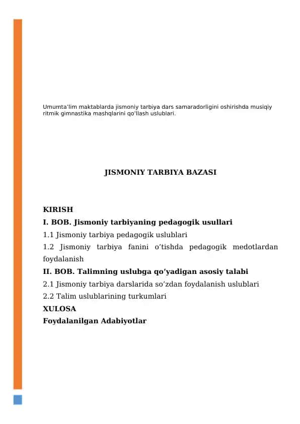 Jismoniy Tarbiya Bazasi