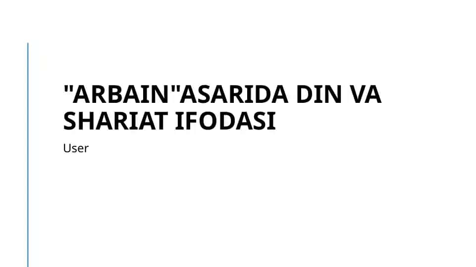 "Arbain" asarida din va shariat ifodasi