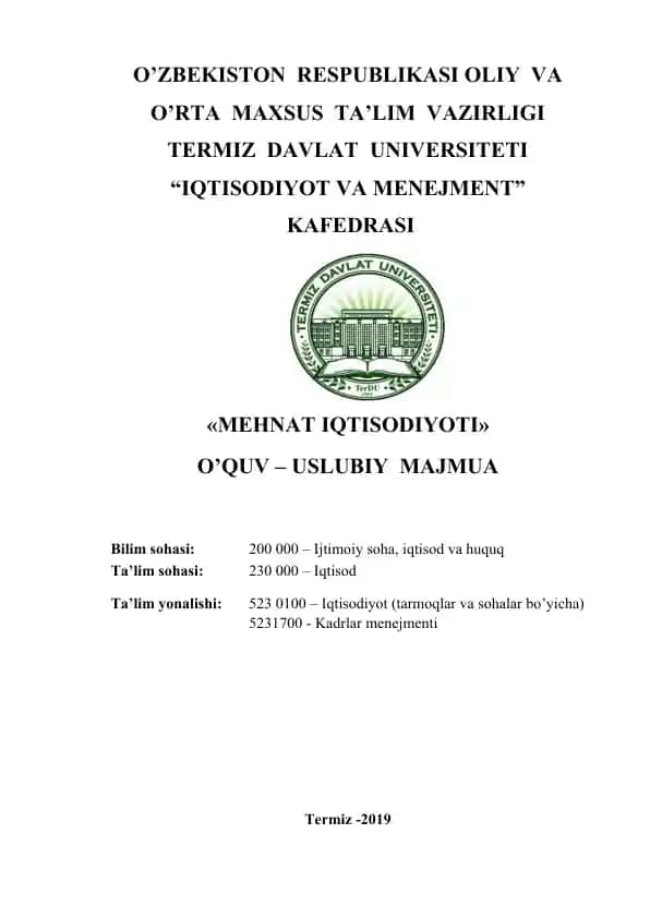 Mehnat iqtisodiyoti