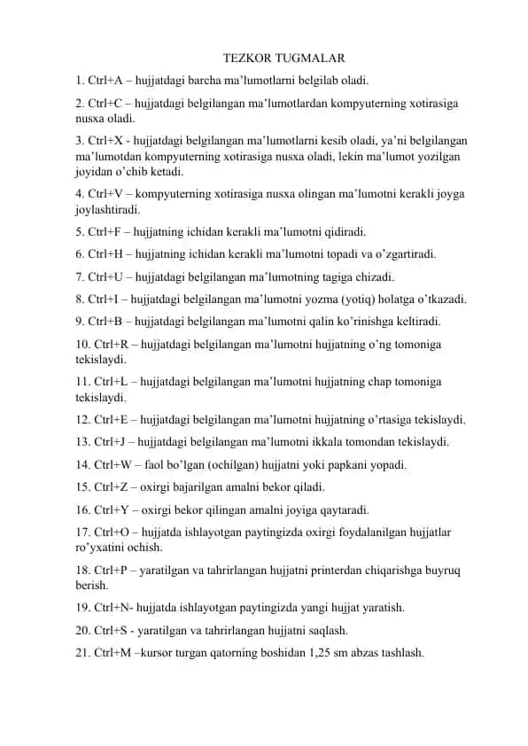 Tezkor tugmalar