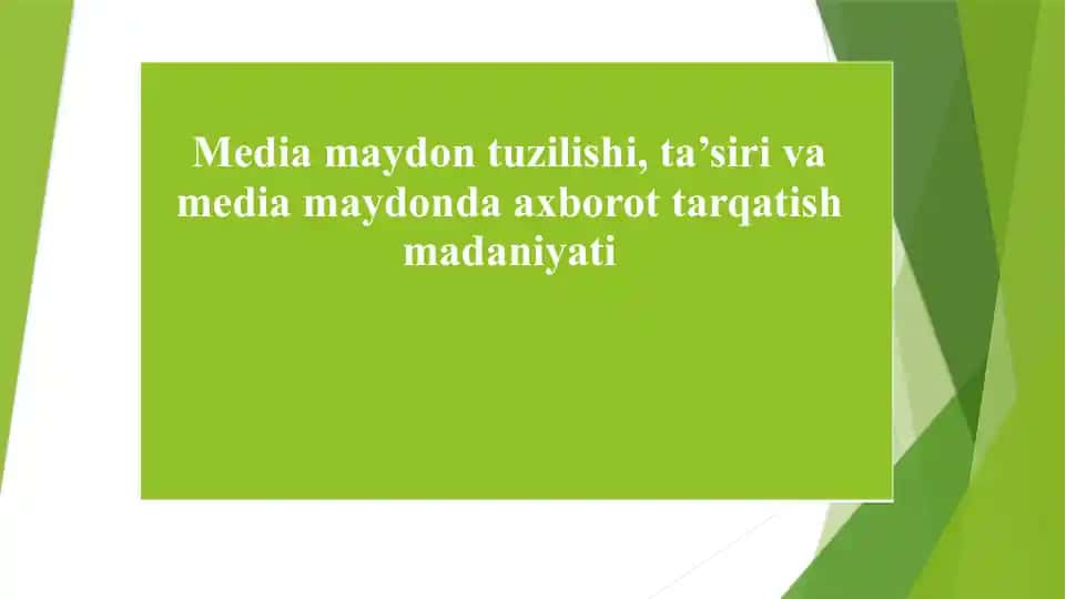 Media va Kommunikatsiya Texnologiyalari