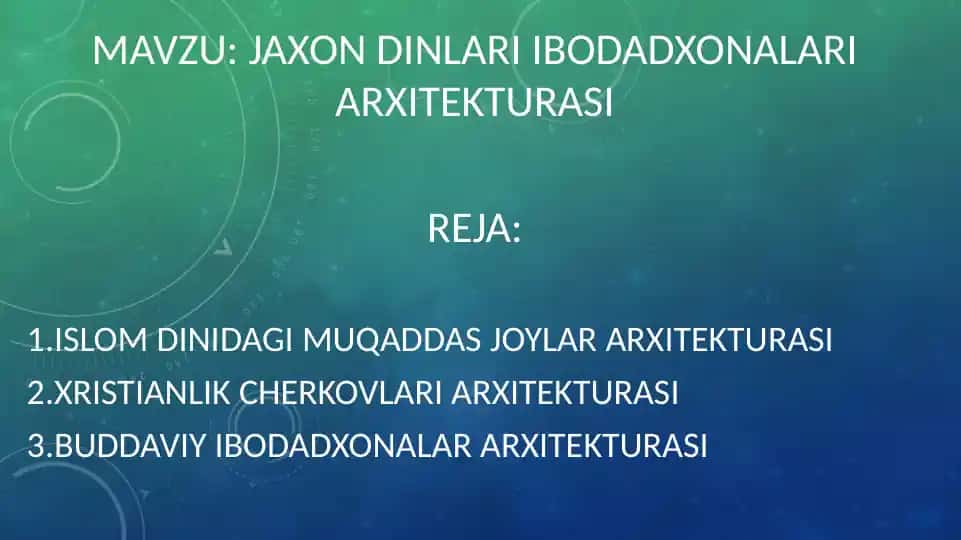 JAXON DINLARI IBODADXONALARI ARXITEKTURASI