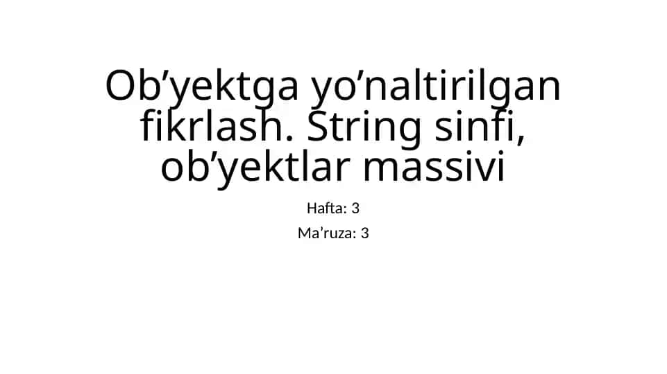 Stringlar va obyektlar