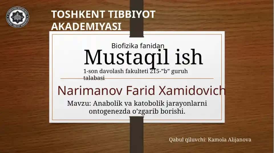 Biofizikafanidan Mustaqilish