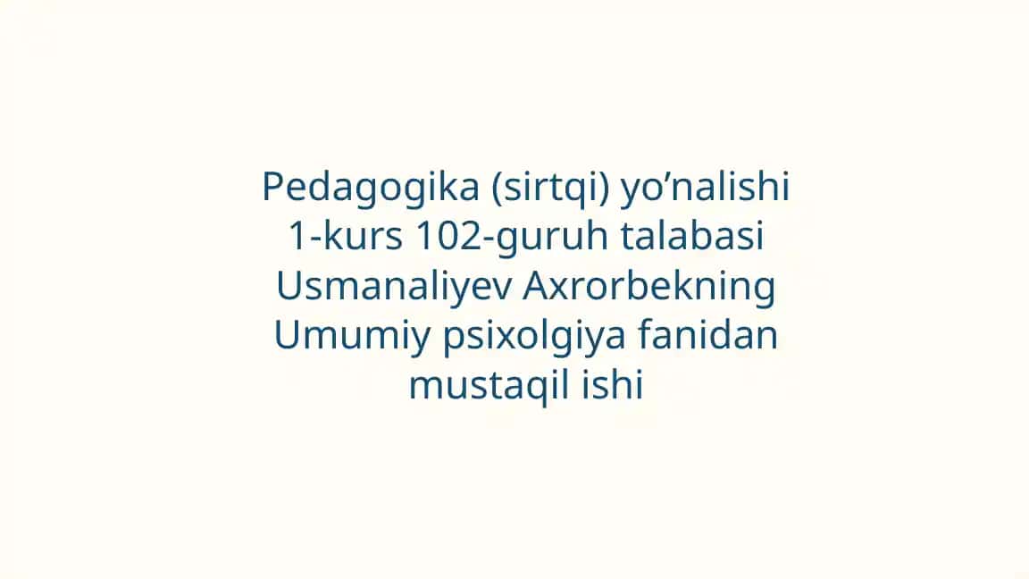 O'smirlik Davri va Psixik Rivojlanish