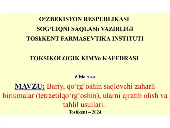 Zaharli birikmalar tahlili