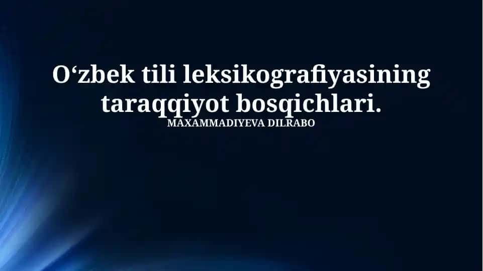 Oʻzbek leksikografiyasi
