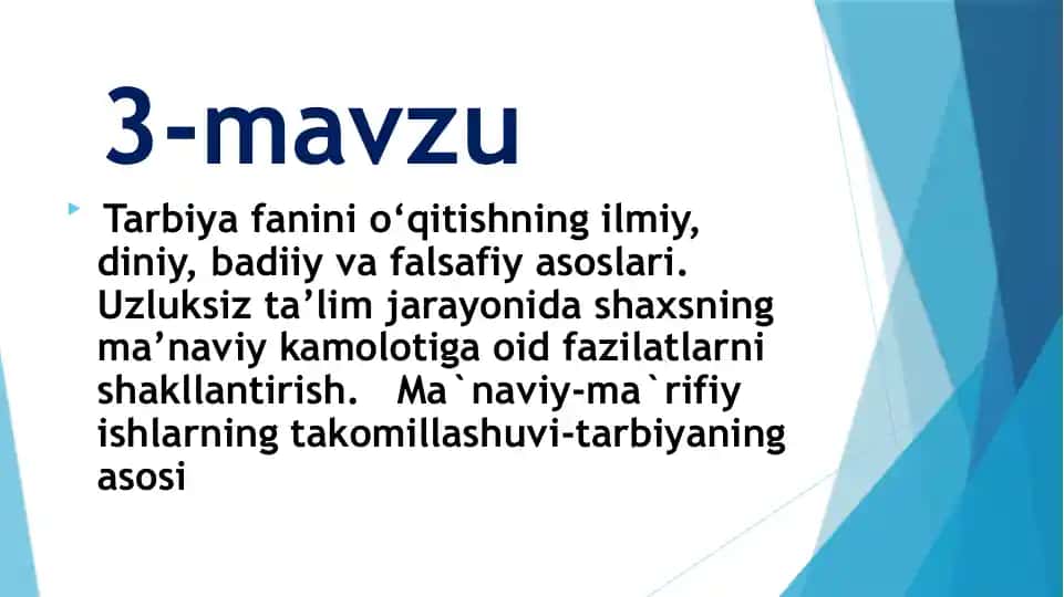 Tarbiya fanini o‘qitishning ilmiy, diniy, badiiy va falsafiy asoslari