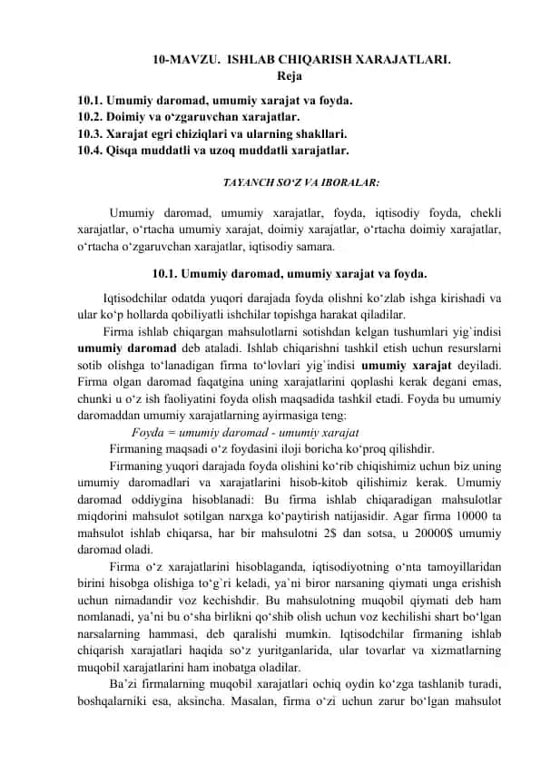 Ishlab chiqarish xarajatlari
