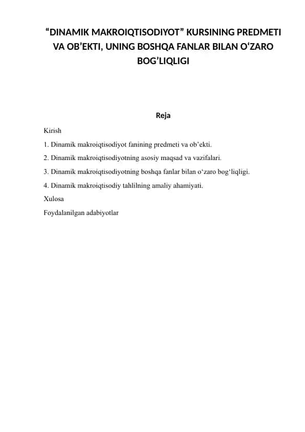 DINAMIK MAKROIQTISODIYOT