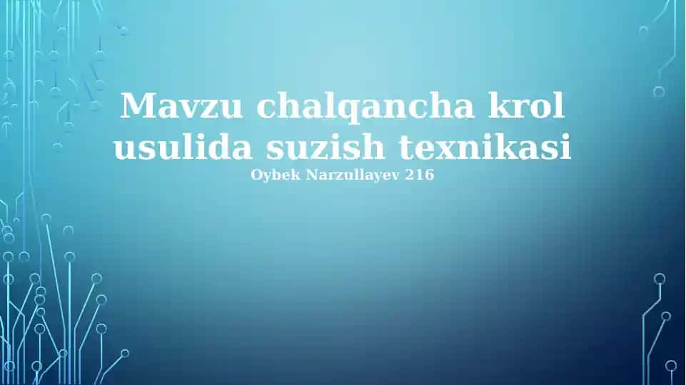 Chalqancha krol usulida suzish texnikasi