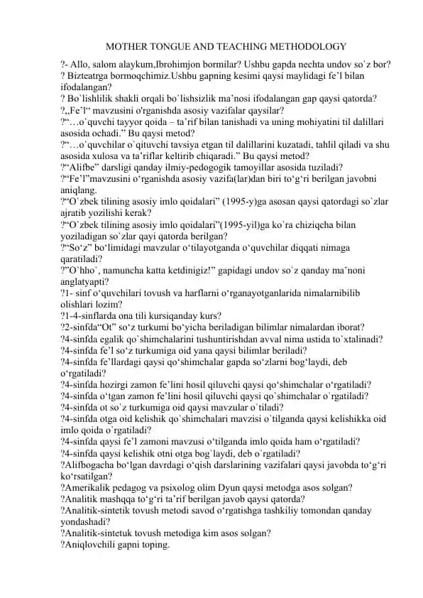 O`zbek tilining asosiy imlo qoidalari