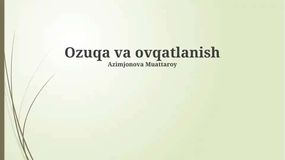 Oziq-ovqatlanish