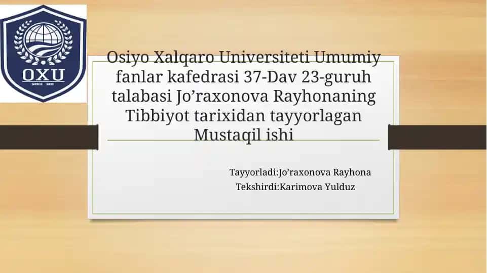 O’rta asrlarda Tibbiyotning Umumiy Xususiyatlari