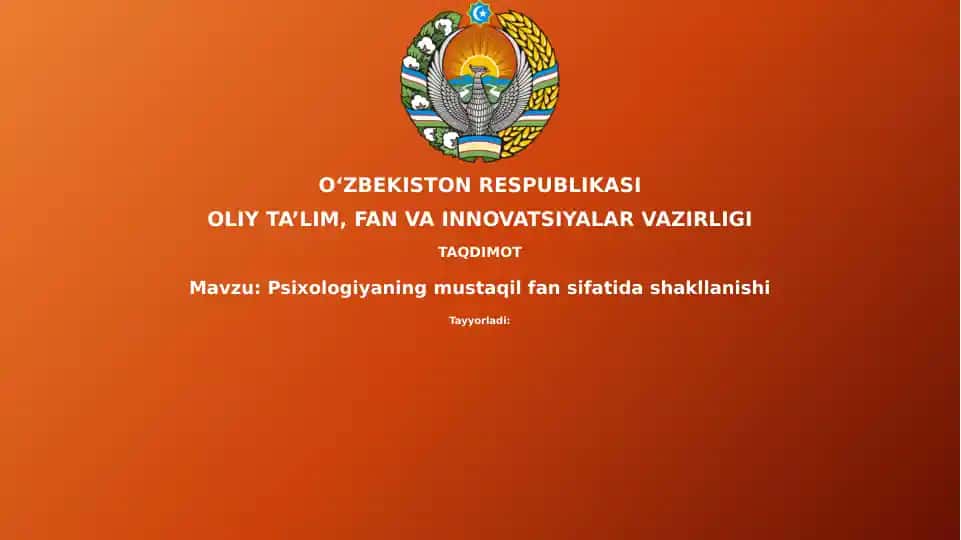 Psixologiyaning mustaqil fansifatida shakllanishi
