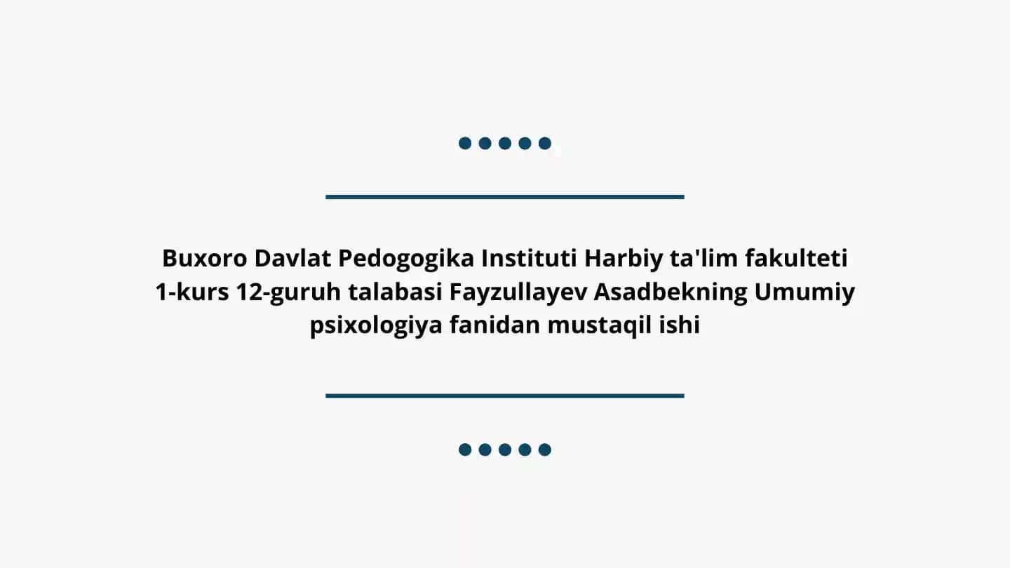 Psixologiya fanidan mustaqil ish