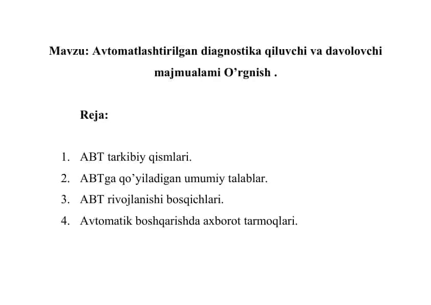 Avtomatlashtirilgan boshqaruv tizimi (ABT)