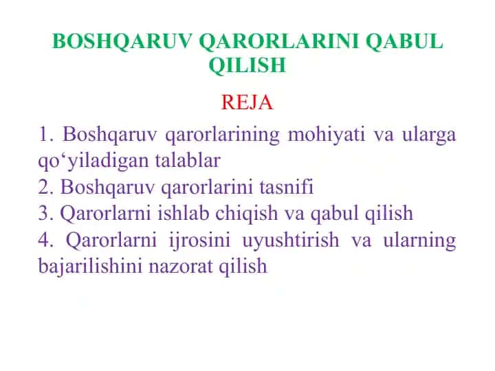 Boshqaruv qarorlarini qabul qilish