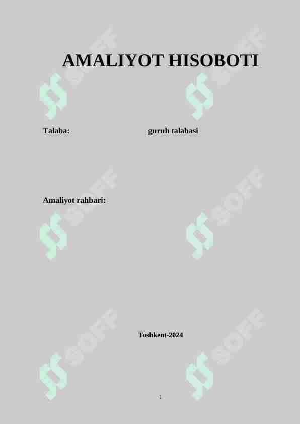 Amaliyot Hisoboti ishlab chiqarish korxonasi