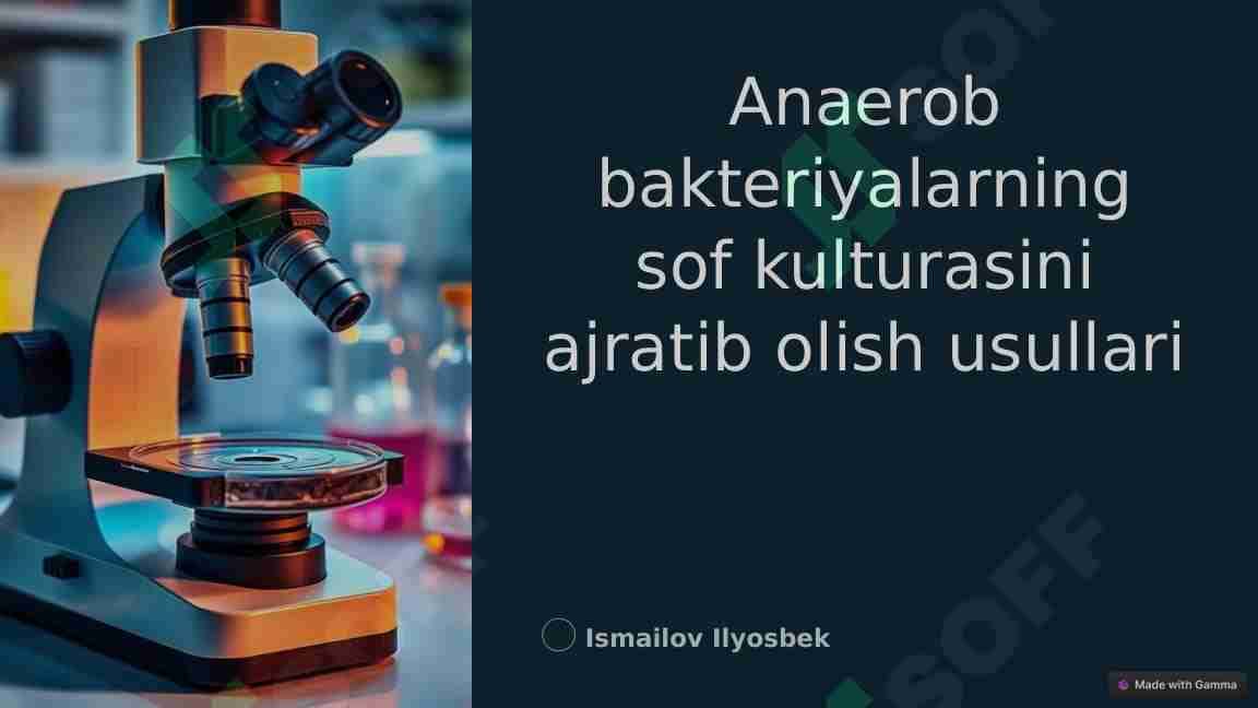 Anaerob bakteriyalarning sof kulturasini ajratib olish usullari