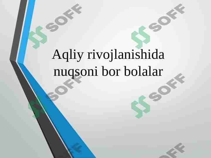 Aqliy rivojlanishida nuqsoni bor bolalar