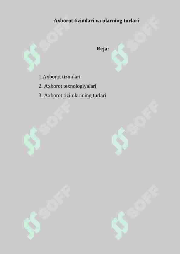 Axborot tizimlari va ularning turlari