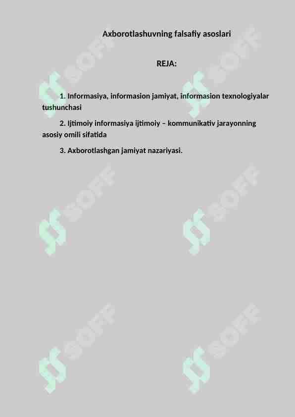 Axborotlashuvning falsafiy asoslari