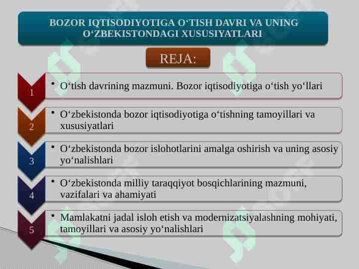 BOZOR IQTISODIYOTIGA O‘TISH DAVRI VA UNING O‘ZBEKISTONDAGI XUSUSIYATLARI