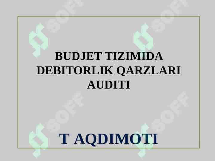 BUDJET TIZIMIDA DEBITORLIK QARZLARI AUDITI
