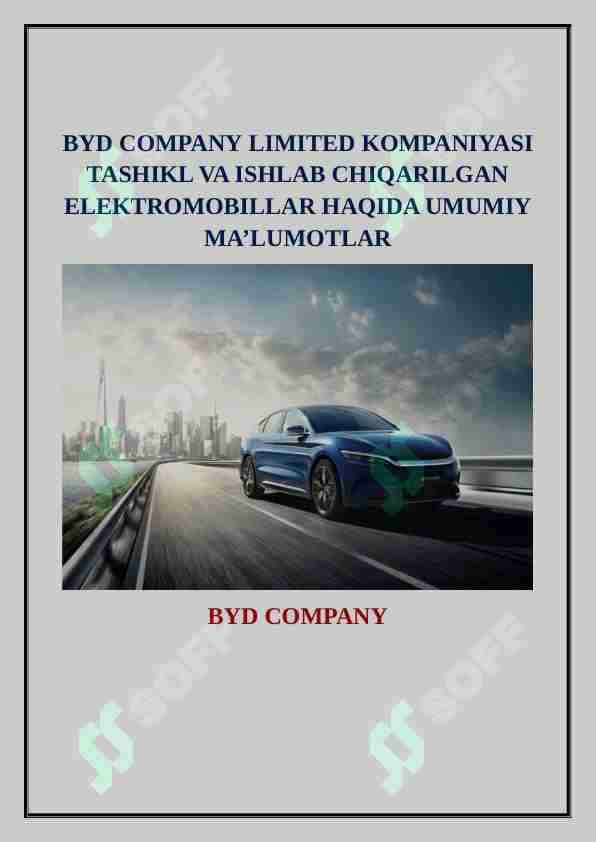 BYD elektromobil umumiy malumot