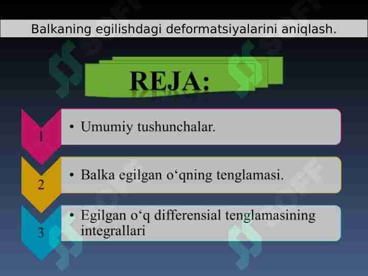 Balkaning egilishdagi deformatsiyalarini aniqlash.