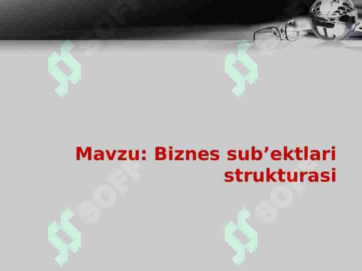 Biznes subyektlari strukturasi