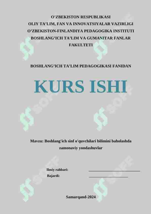 Boshlang'ich sinf o'quvchilari bilimini baholashda zamonaviy yondashuvlar
