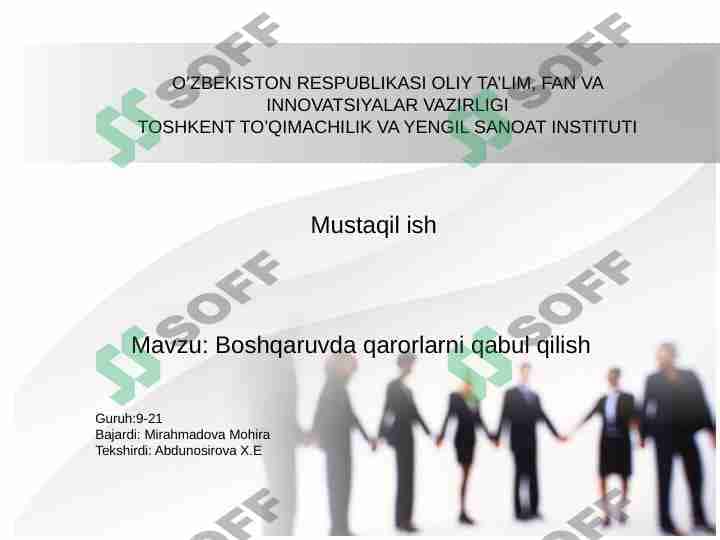 Boshqaruvda qarorlarni qabul qilish
