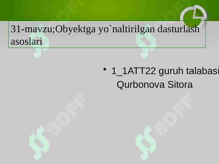 Obyektga yoʻnaltirilgan dasturlash asoslari