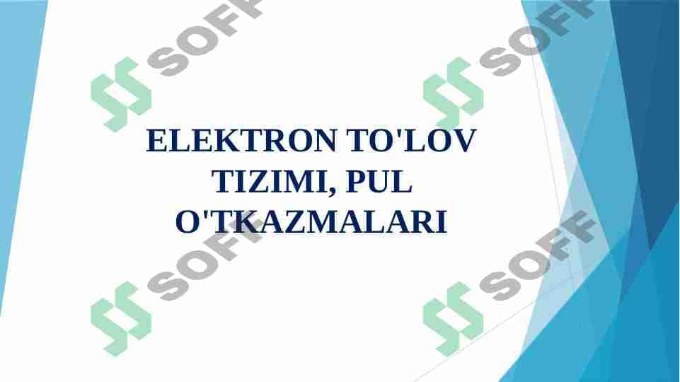 ELEKTRON TO'LOV TIZIMI, PUL O'TKAZMALARI
