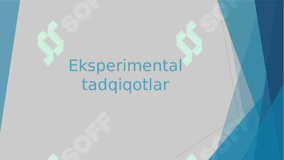 Eksperimental tadqiqotlar