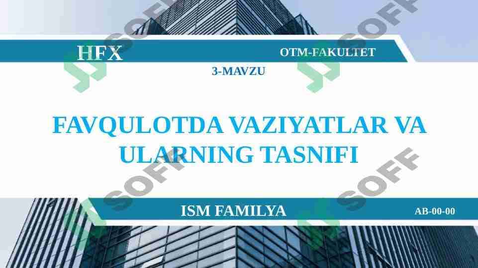 FAVQULOTDA VAZIYATLAR VA ULARNING TASNIFI