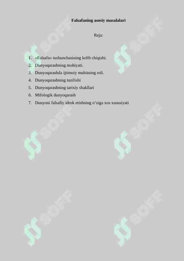 Falsafaning asosiy masalalari