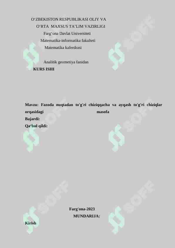 Fazoda nuqtadan to'g'ri chiziqqacha va ayqash to'g'ri chiziqlar orqasidagi masofa