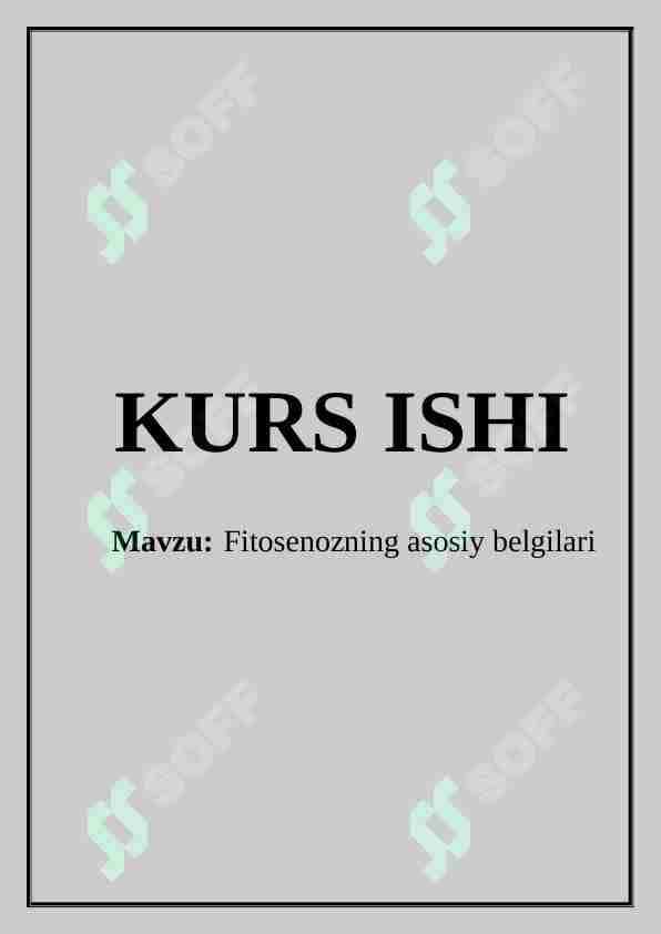 Fitosenozning asosiy belgilari