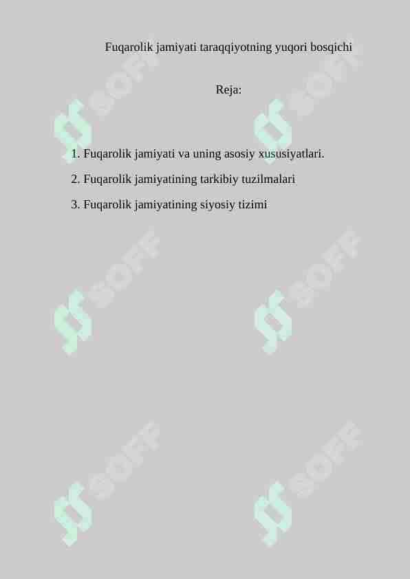 Fuqarolik jamiyati taraqqiyotning yuqori bosqichi