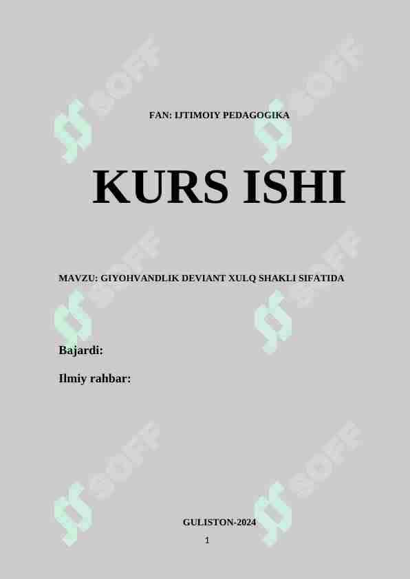 GIYOHVANDLIK DEVIANT XULQ SHAKLI SIFATIDA