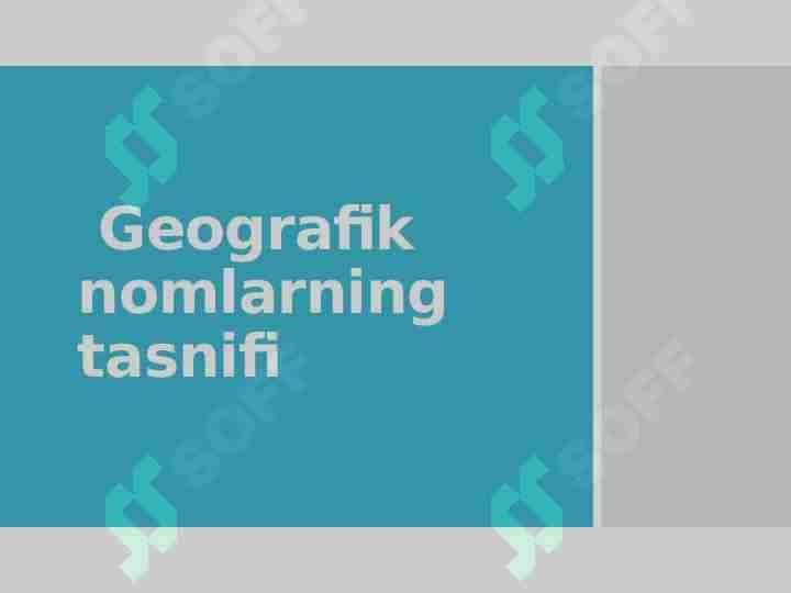Geografik nomlarning tasnifi