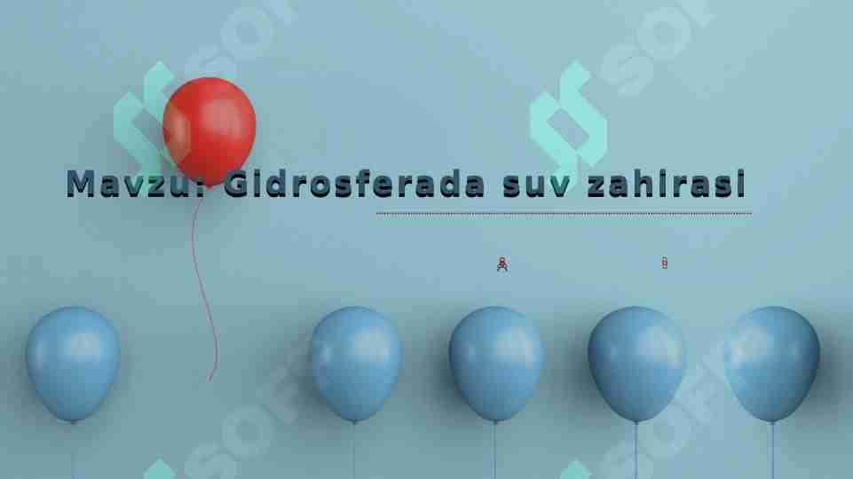 Gidrosferada suv zahirasi