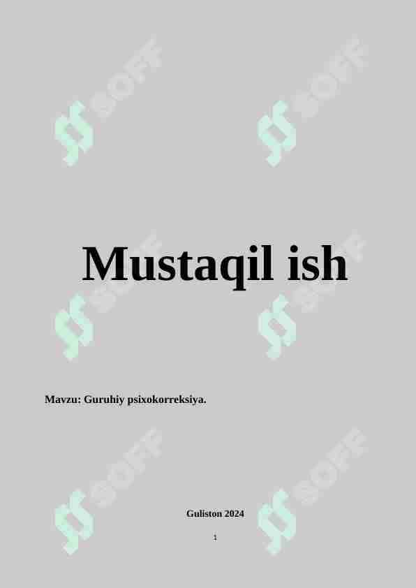 Guruhiy psixologik maslahat individual va guruhiy psixokorreksiya