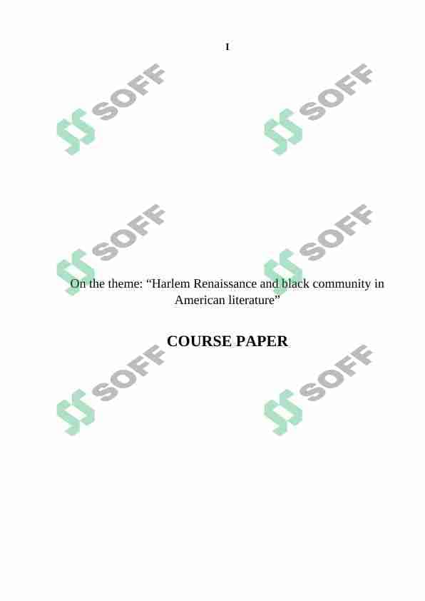 Harlem Renaissance and black community in American literature
