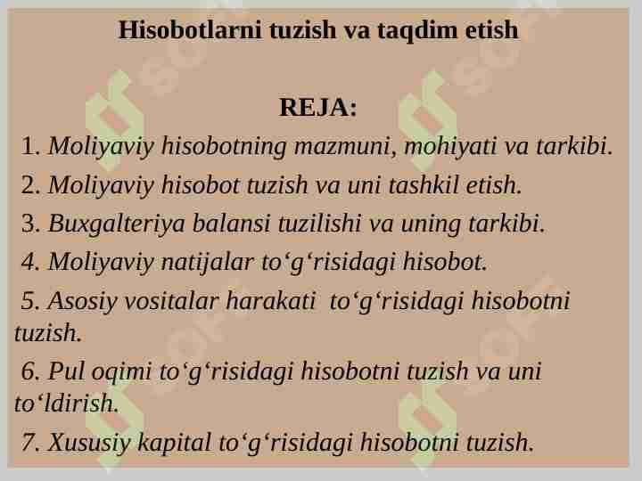 Hisobotlarni tuzish va taqdim etish
